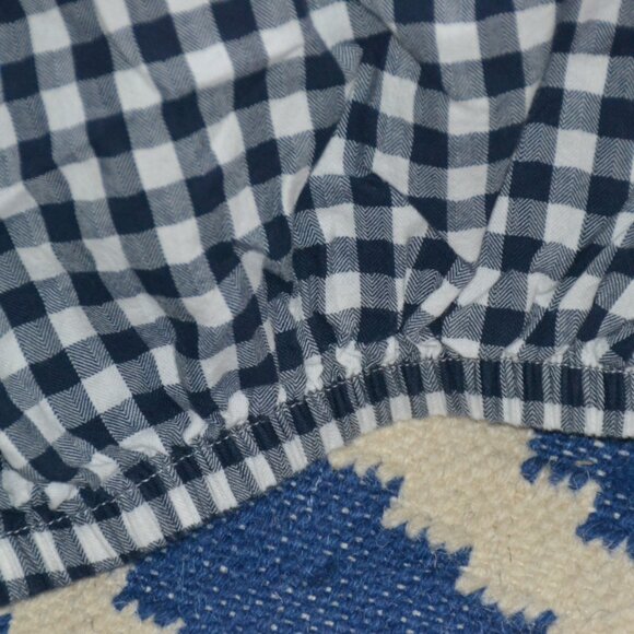 3 pc set Pottery Barn Navy Blue/White Gingham Check QUEEN Sheets: FLAT, FITTED, - Picture 3 of 6